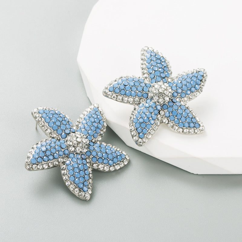 Women's Trend Creative Starfish Alloy Plating With Colored Rings