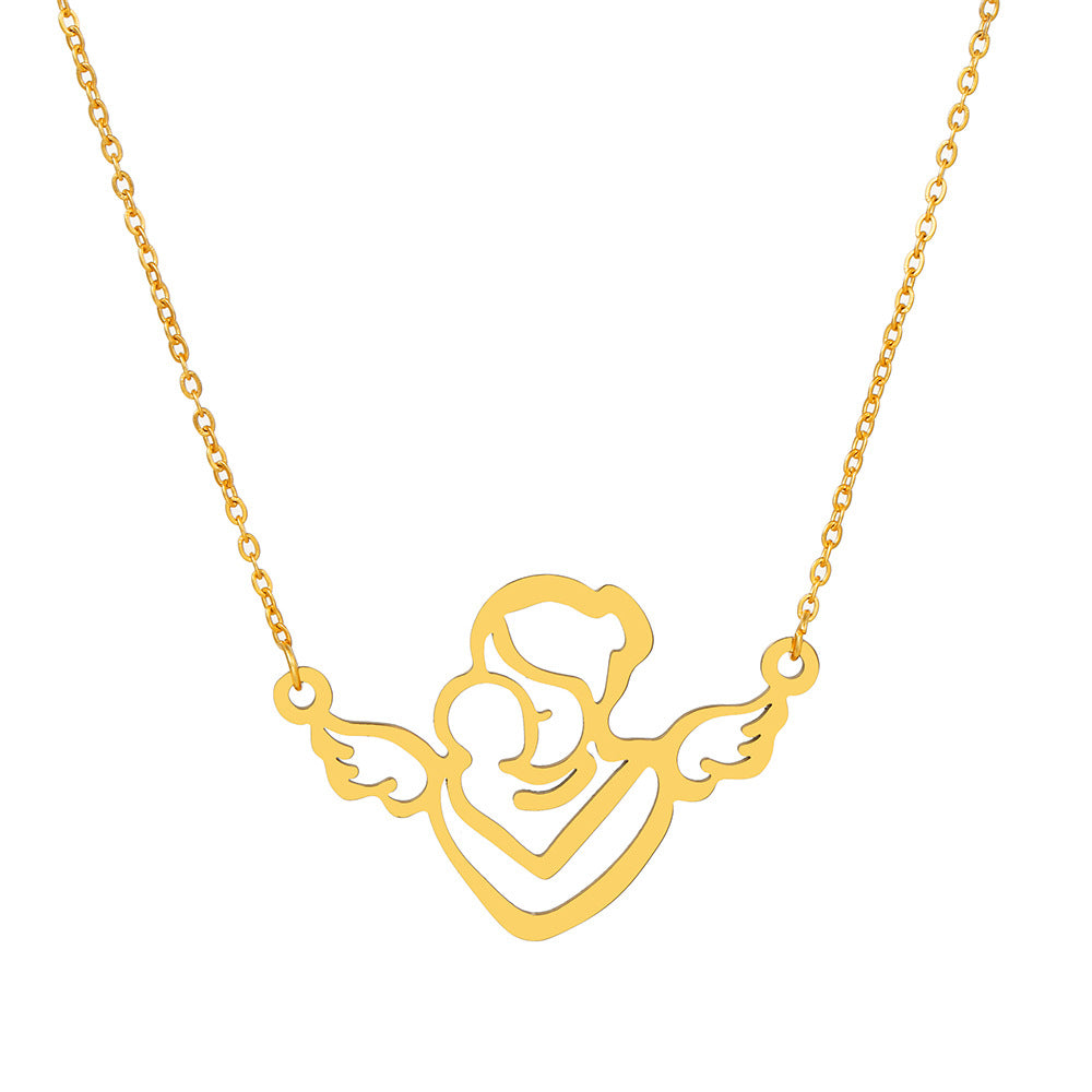 Pendentif en acier inoxydable titane plaqué or colliers mère