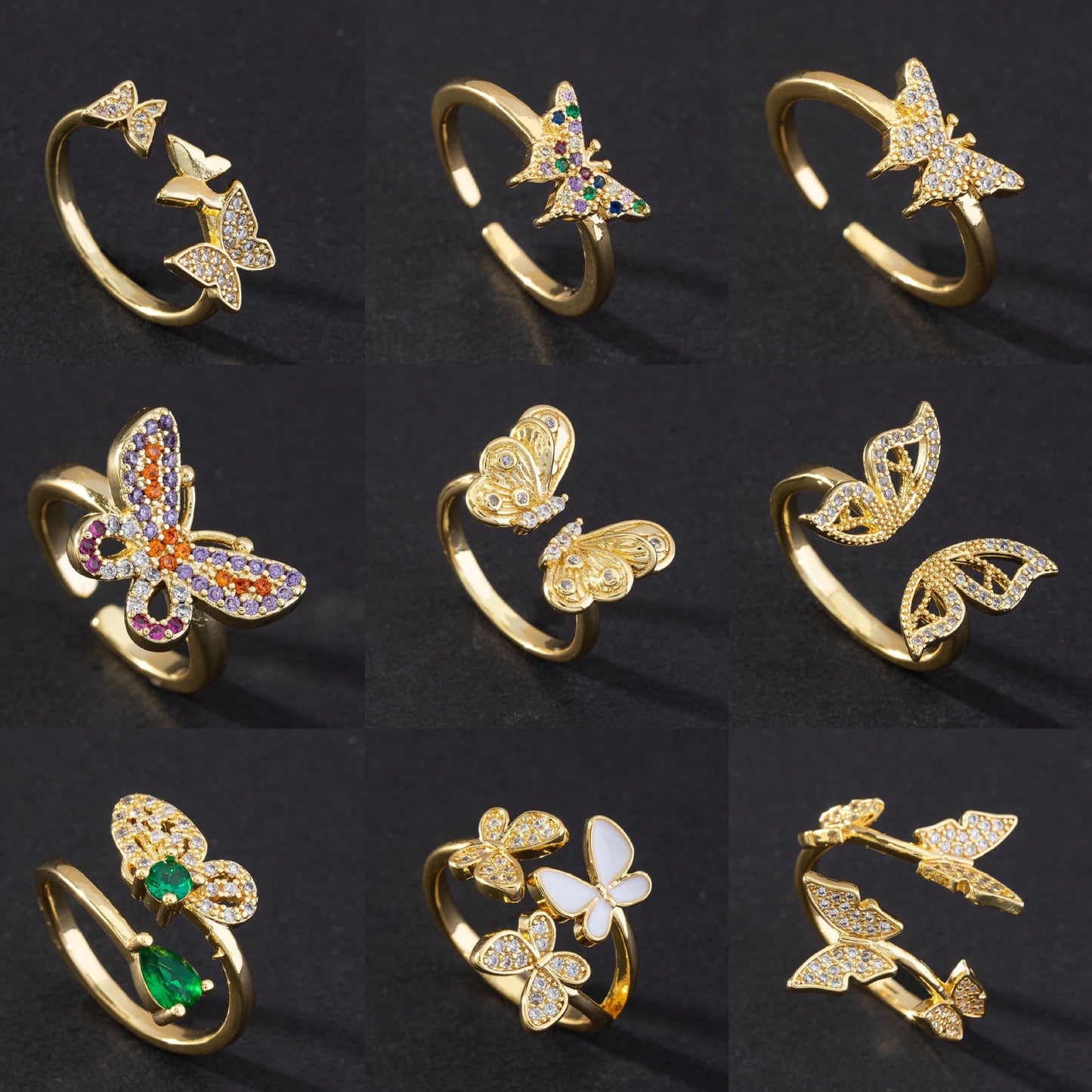 Ornament Affordable Luxury Style Double Zircon Female Rings