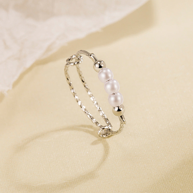 Women's Three-piece Pearl High-grade Adjustable Design Fashionable Rings