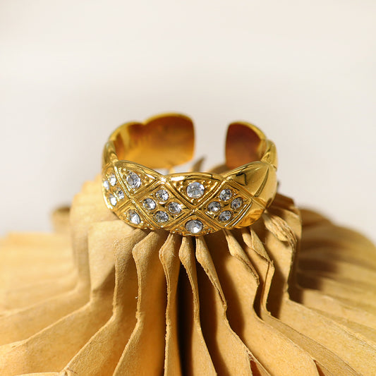 Women's Steel Inlaid With White Zircon Classic Rings