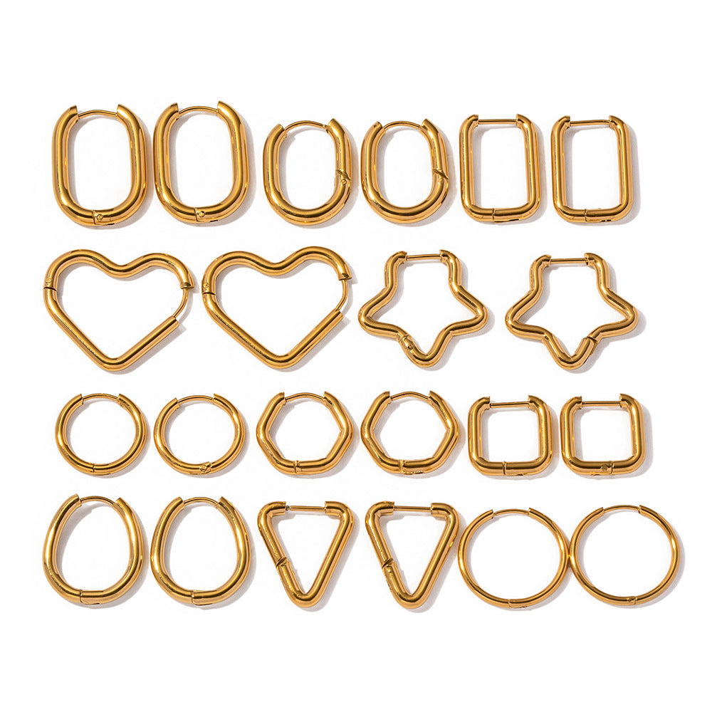 Women's Style Elegant Titanium Steel Stainless Gold Earrings