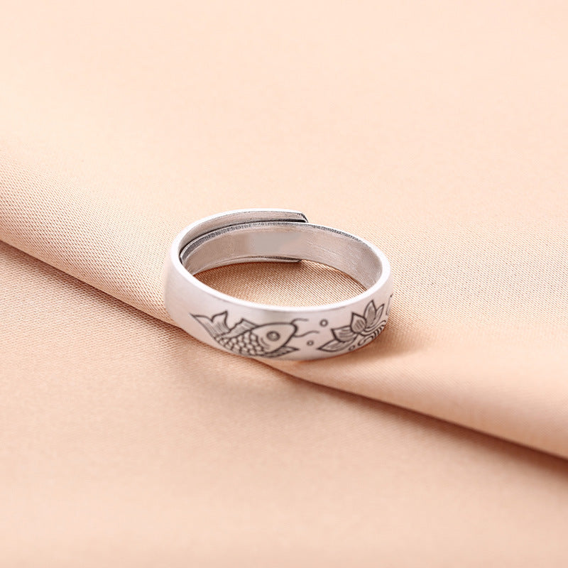 Damen & Herren & Vintage Lotuskarpfen und einfache personalisierte Fingerringe im Ethno-Stil