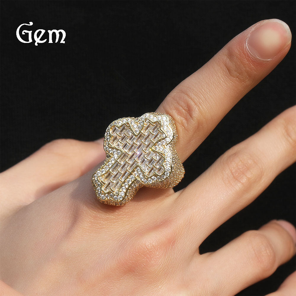 Material Cross Shape Personalized Zircon Male Rings