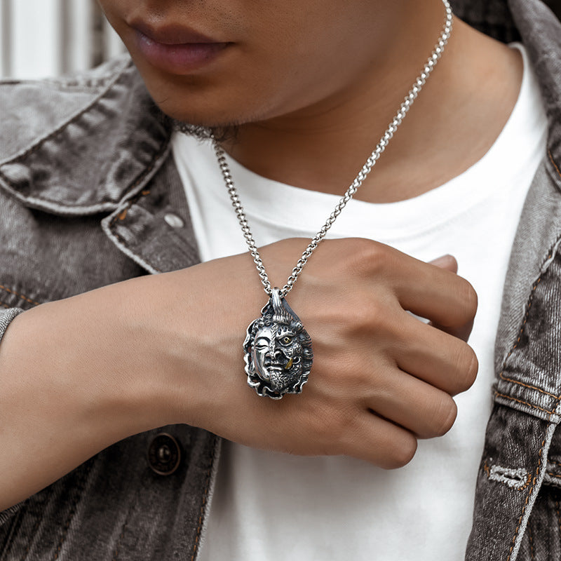 Men's Sier Pendant Buddha Magic Flash Of Thought Necklaces
