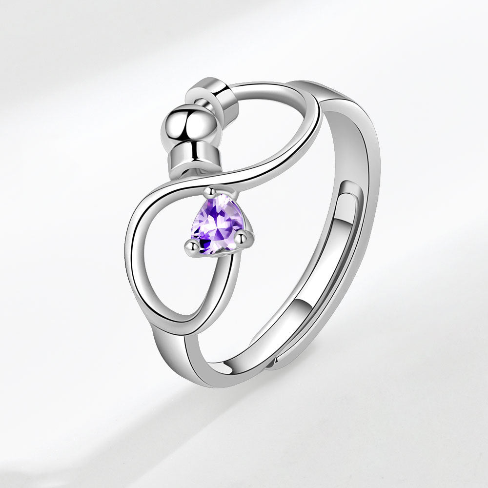 Birthstone Rotating Decompression Heart-shaped Infinite Couple Rings