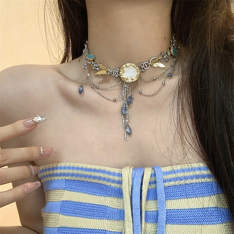 Women's Tassel Chain Water Drop Pendant Retro Necklaces