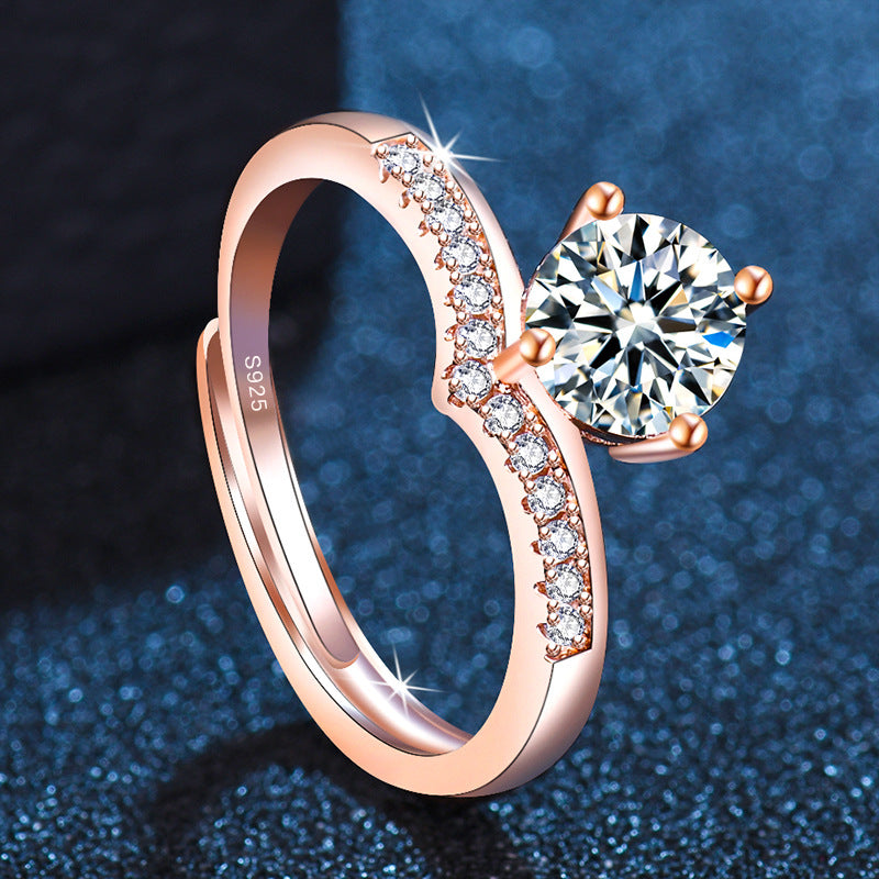 Diamond Crown Simulation Female Temperament Wild Rings