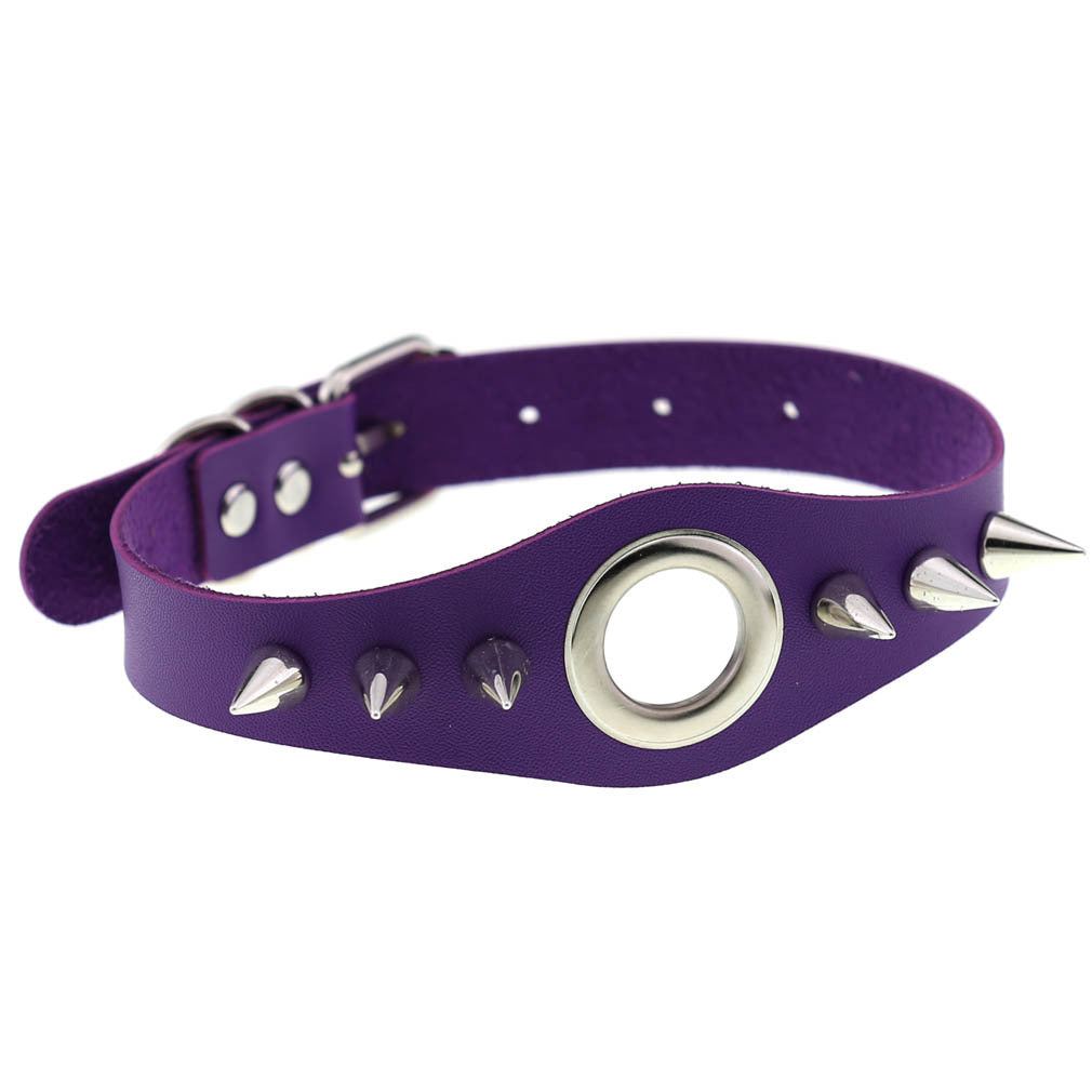 Punk Goth Leather Rivet Pointed Nail Personality Necklaces