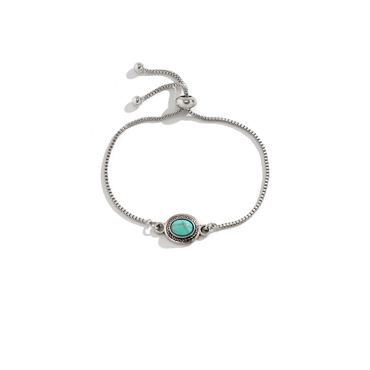 Bracelets monocouches réglables de style ethnique turquoise