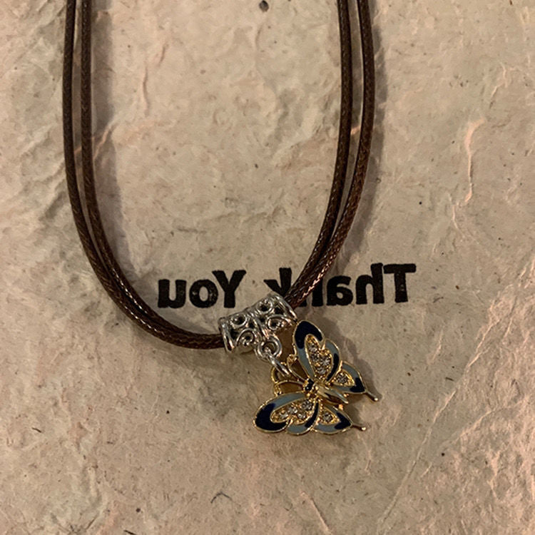 Butterfly Drawstring Long Design High-grade Cool Necklaces