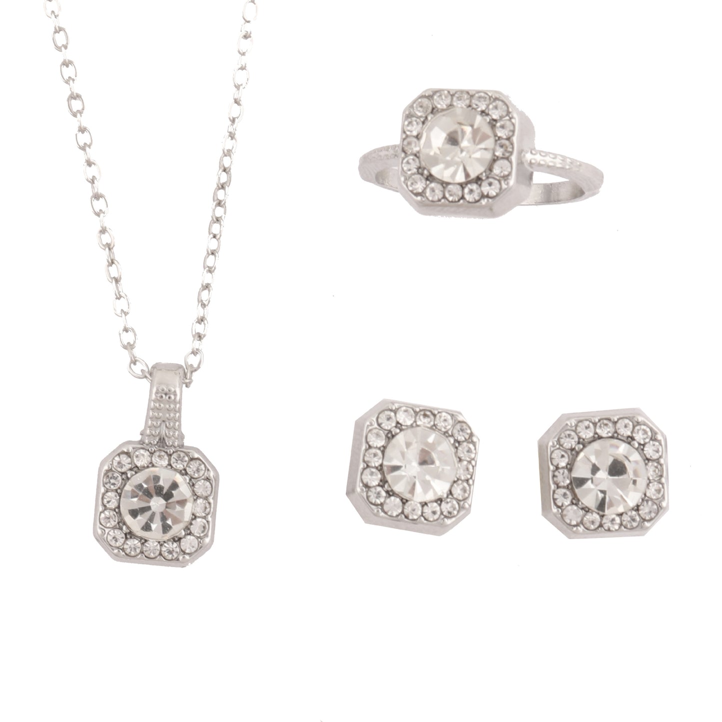 Luxury High-grade Full Rhinestone Zircon Ear Of Jewelry Set