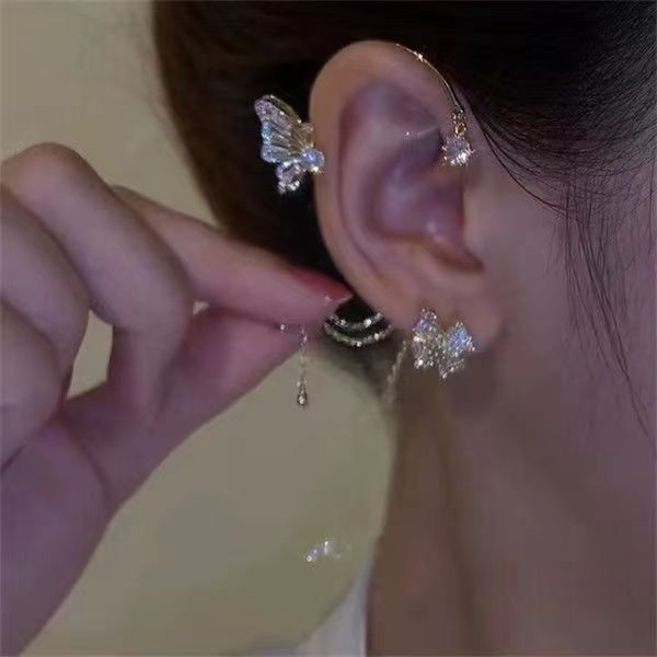 Versatile Butterfly Flower Hook Niche Tassel Ear Clip