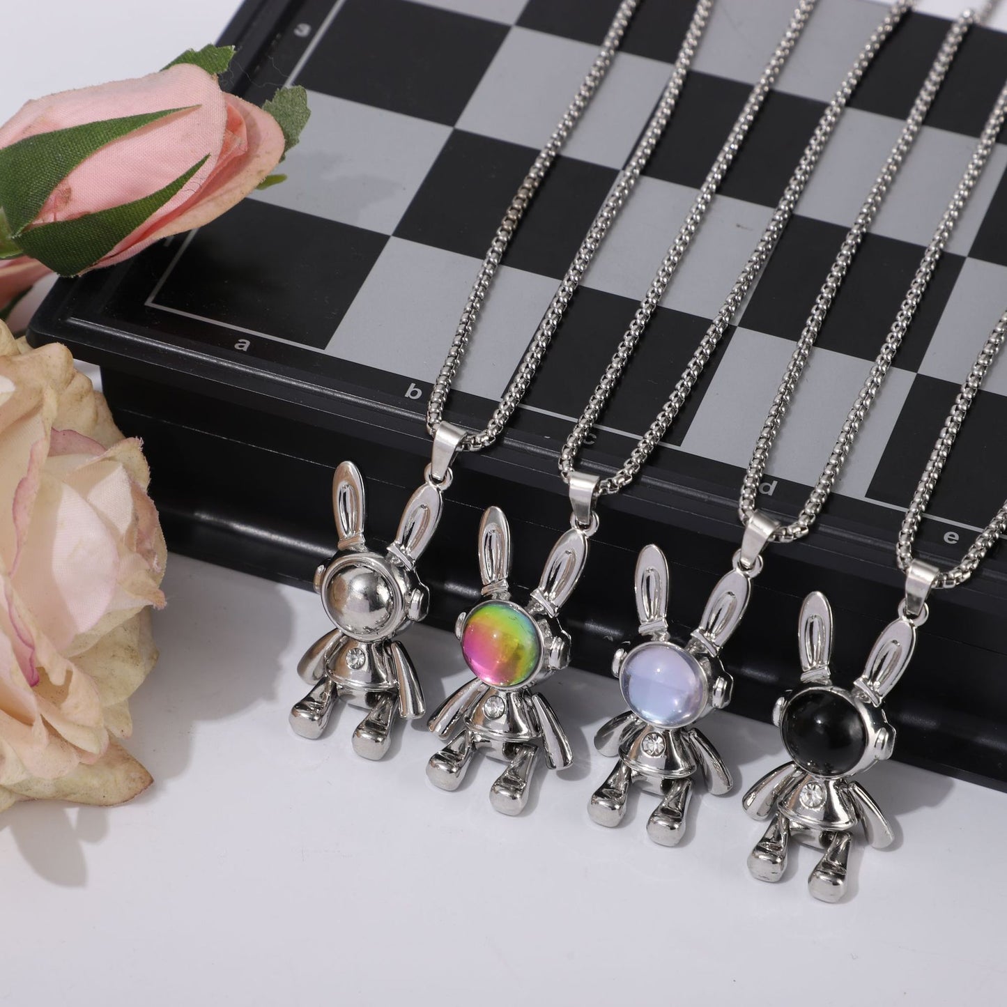 Women's & Men's Movable Mechanical Rabbit Hip Hop Fashion Necklaces