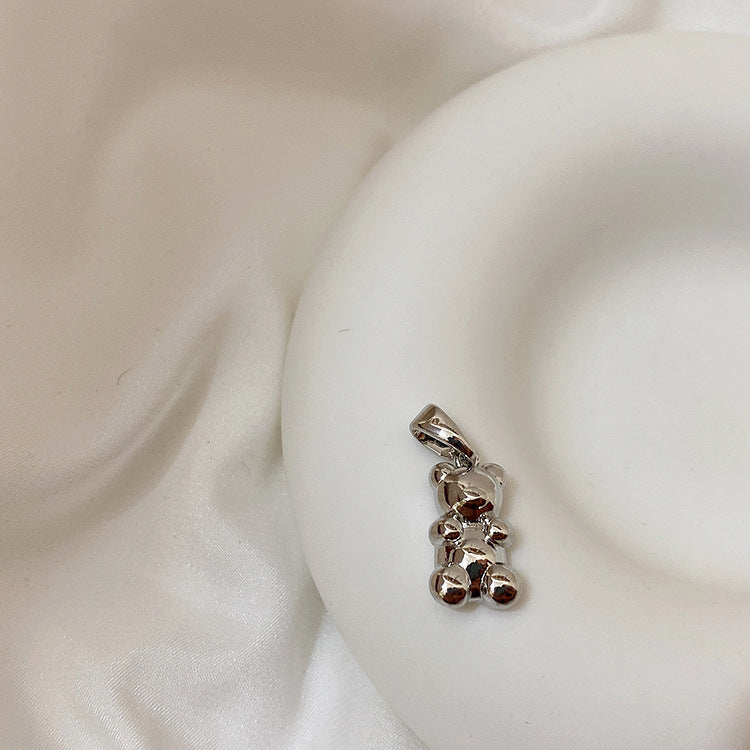 Colliers féminins avec pendentif Smiley en métal ours transparent