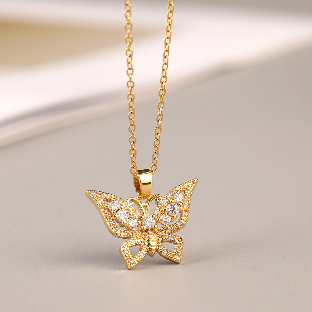 Simple Fashion Sweet Niche Butterfly Geometric Color Necklaces