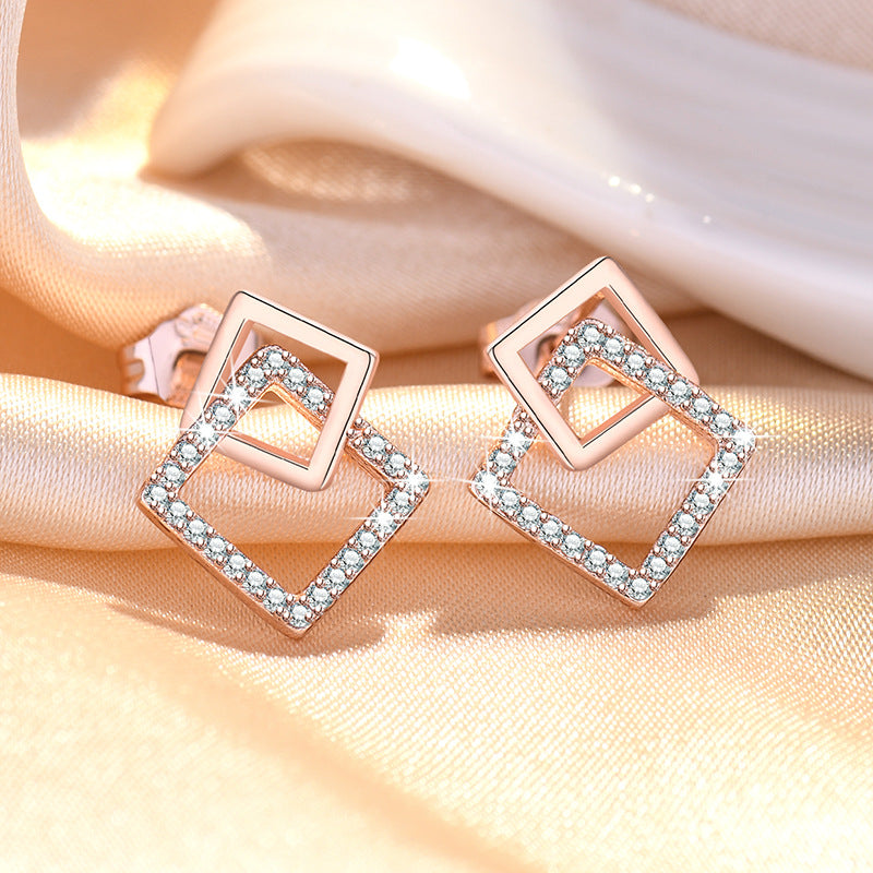 Women's Simple Square Geometric Ear Versatile High-grade Earrings