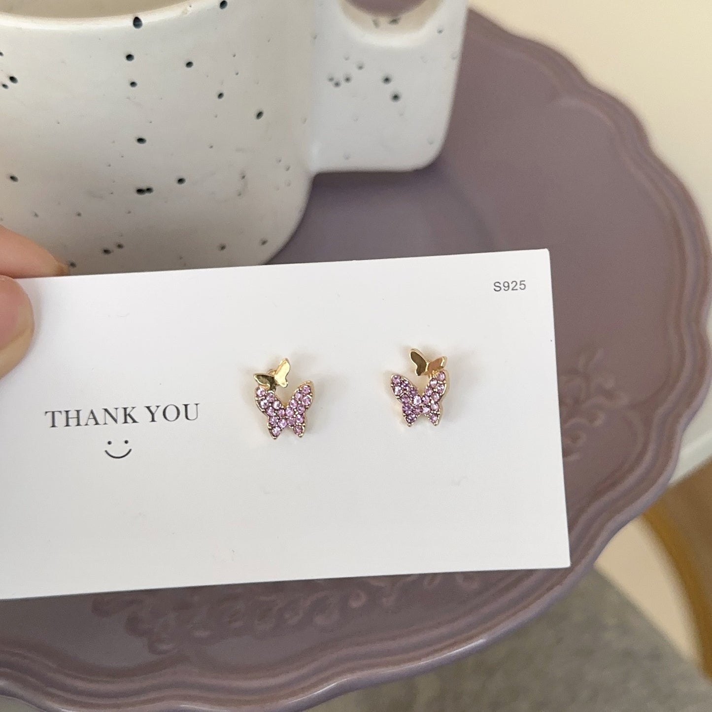 Full Diamond Small And Personalized Butterfly Earrings