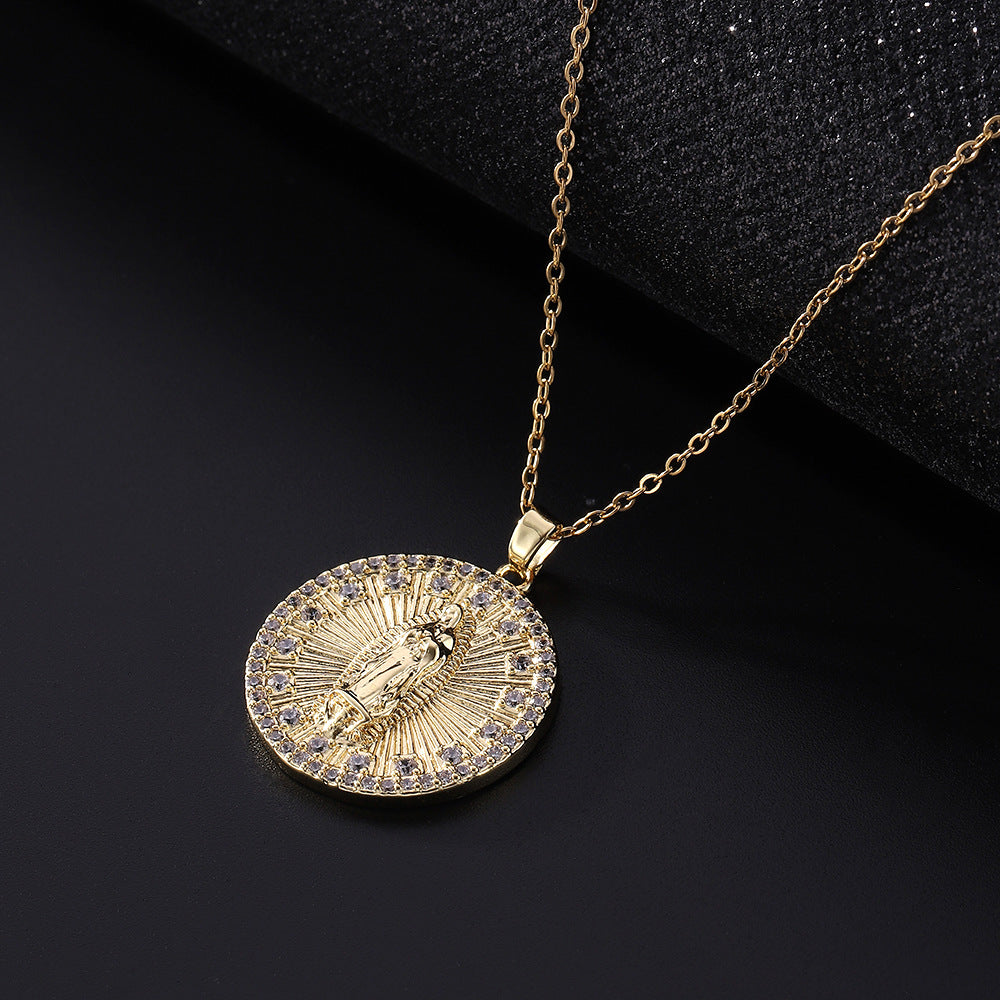 Ornament Vintage Virgin Mary Micro Pendant Necklaces