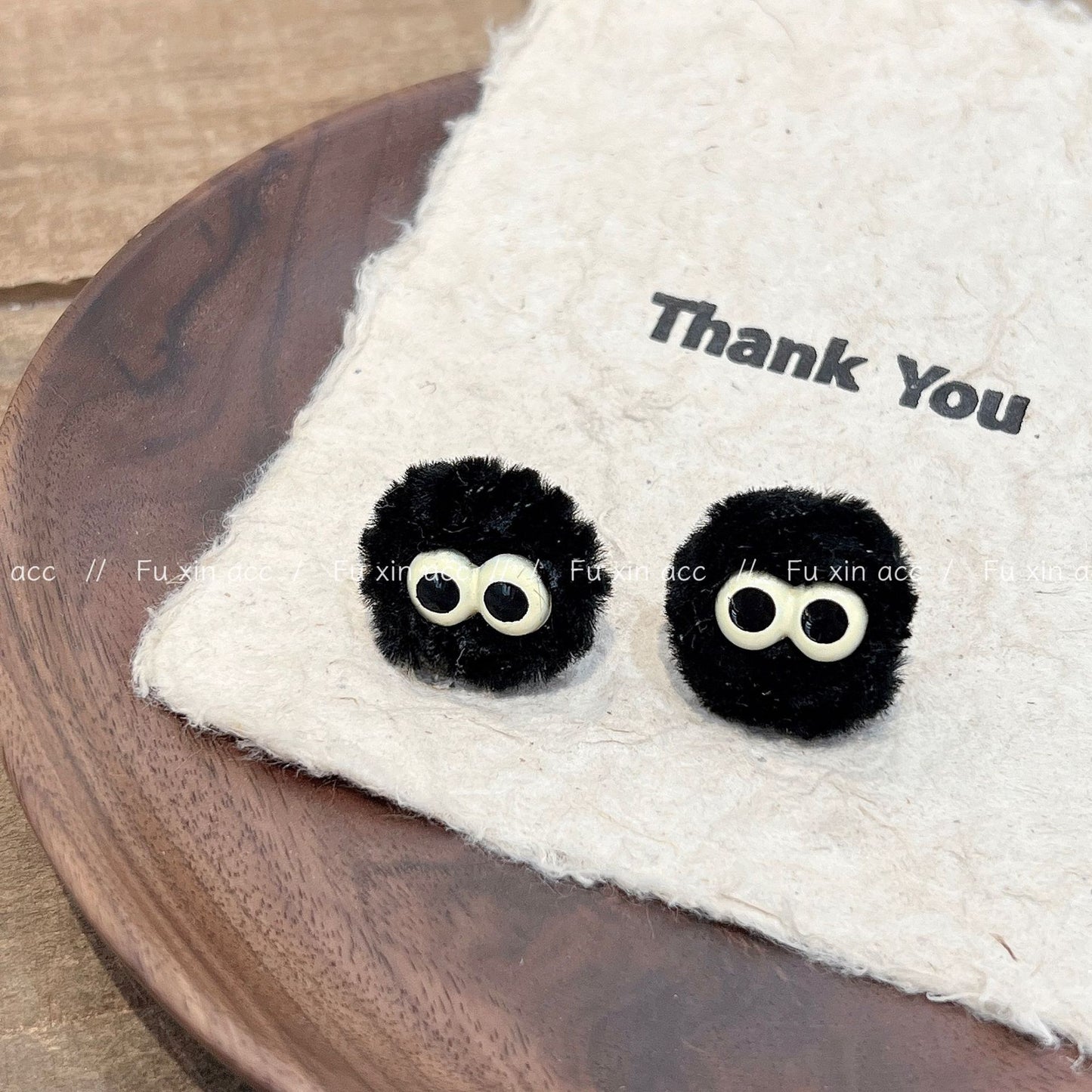 Children's And Cute Big Eyes Wool Ball Ear Niche Earrings