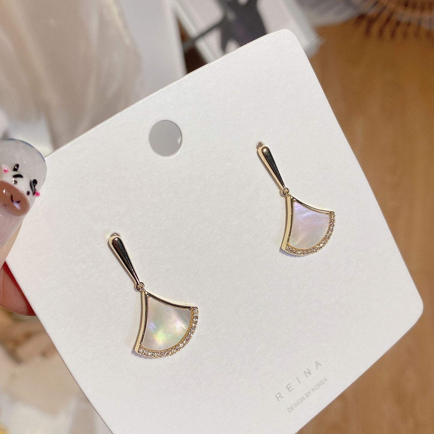 Women's Style Elegant Fan-shaped Zircon Simple Fairy Earrings