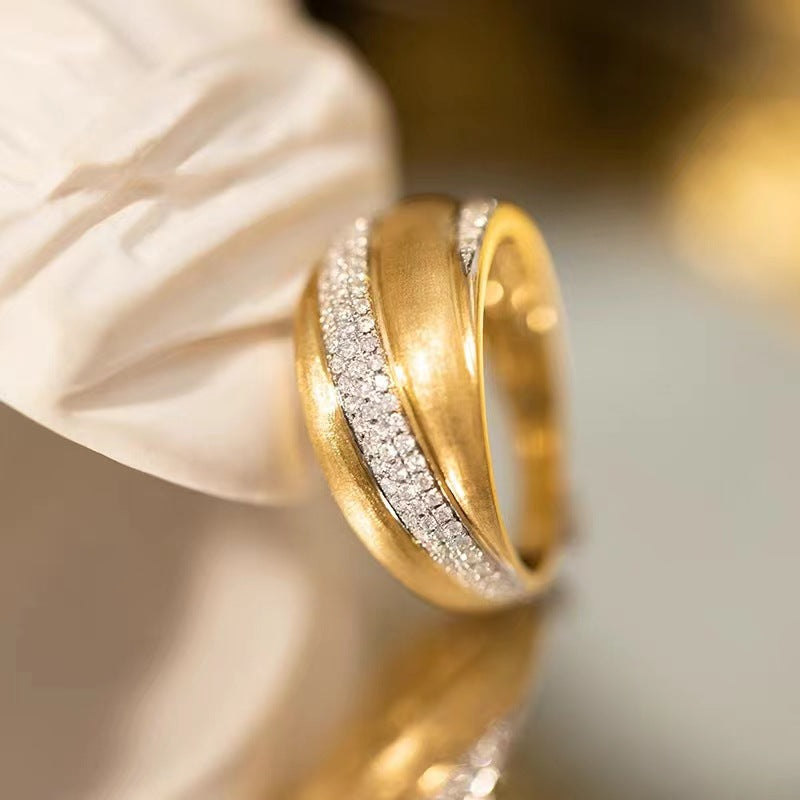 Damen-Ringe mit gewebter Schnitzerei, goldfarben, zum Basteln, breites Gesicht