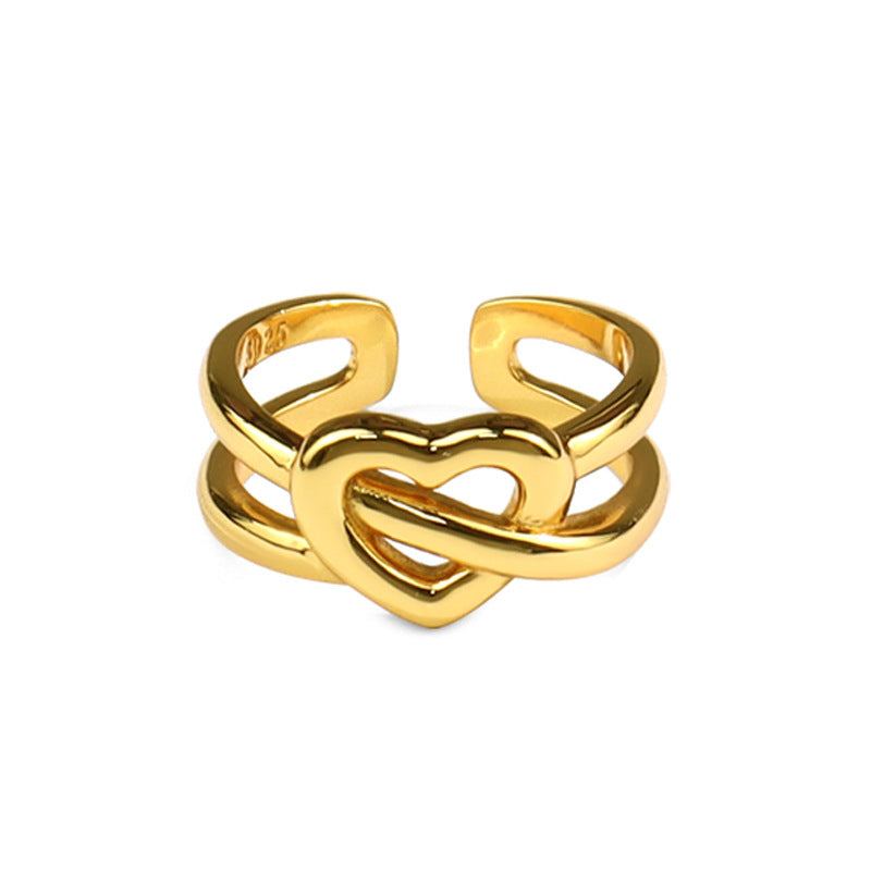Metal Element Heart-shaped Simple Cross Winding Rings