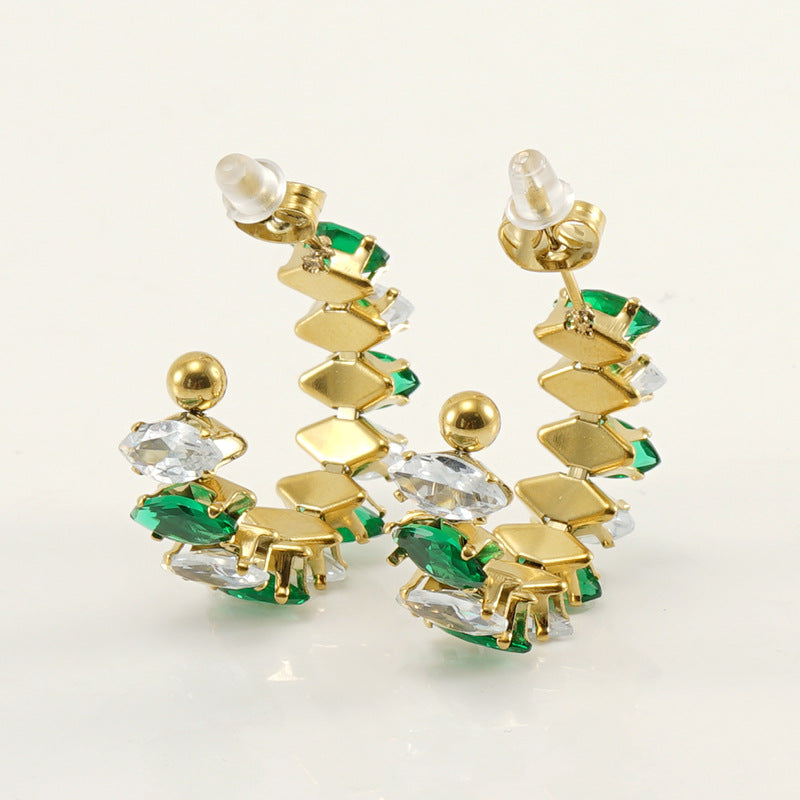 Women's Rhinestone Ear South America Fashionable Golden Titanium Light Rings