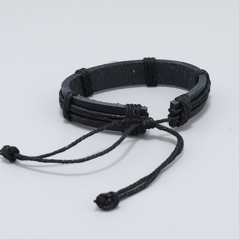 Herren-Tragegurt, handgewebte Armbänder aus schwarzer Lederlegierung
