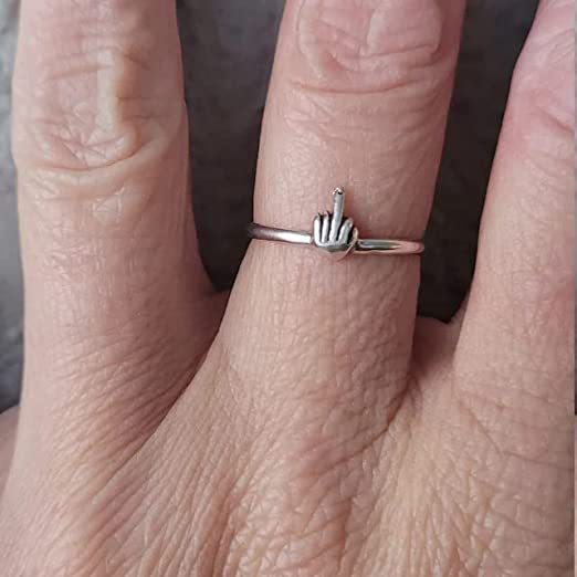 Cool Personality Fun Middle Finger Alloy Rings