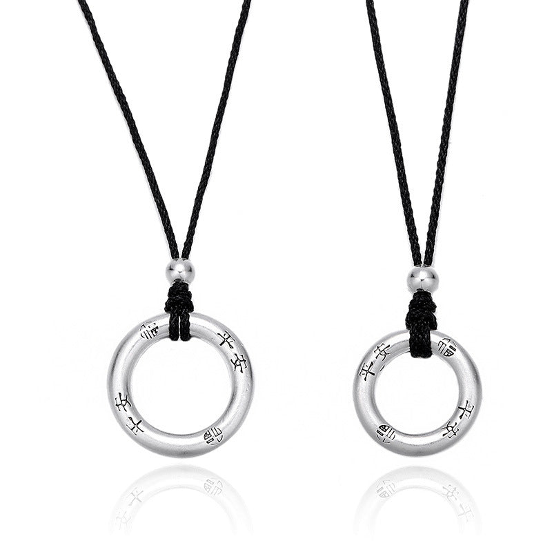 Colliers avec pendentif An Fu en argent pur, boucle de paix