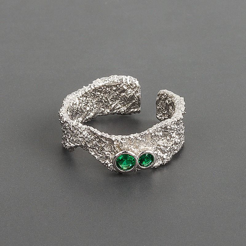 Niche Design Texture Irregular Surface Zircon Temperament Rings