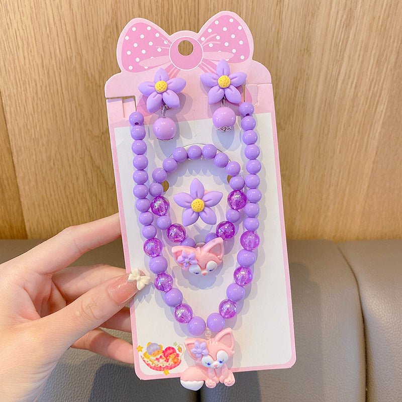 Costume à pince d'oreille Belle rose pour enfants, petits colliers de princesse