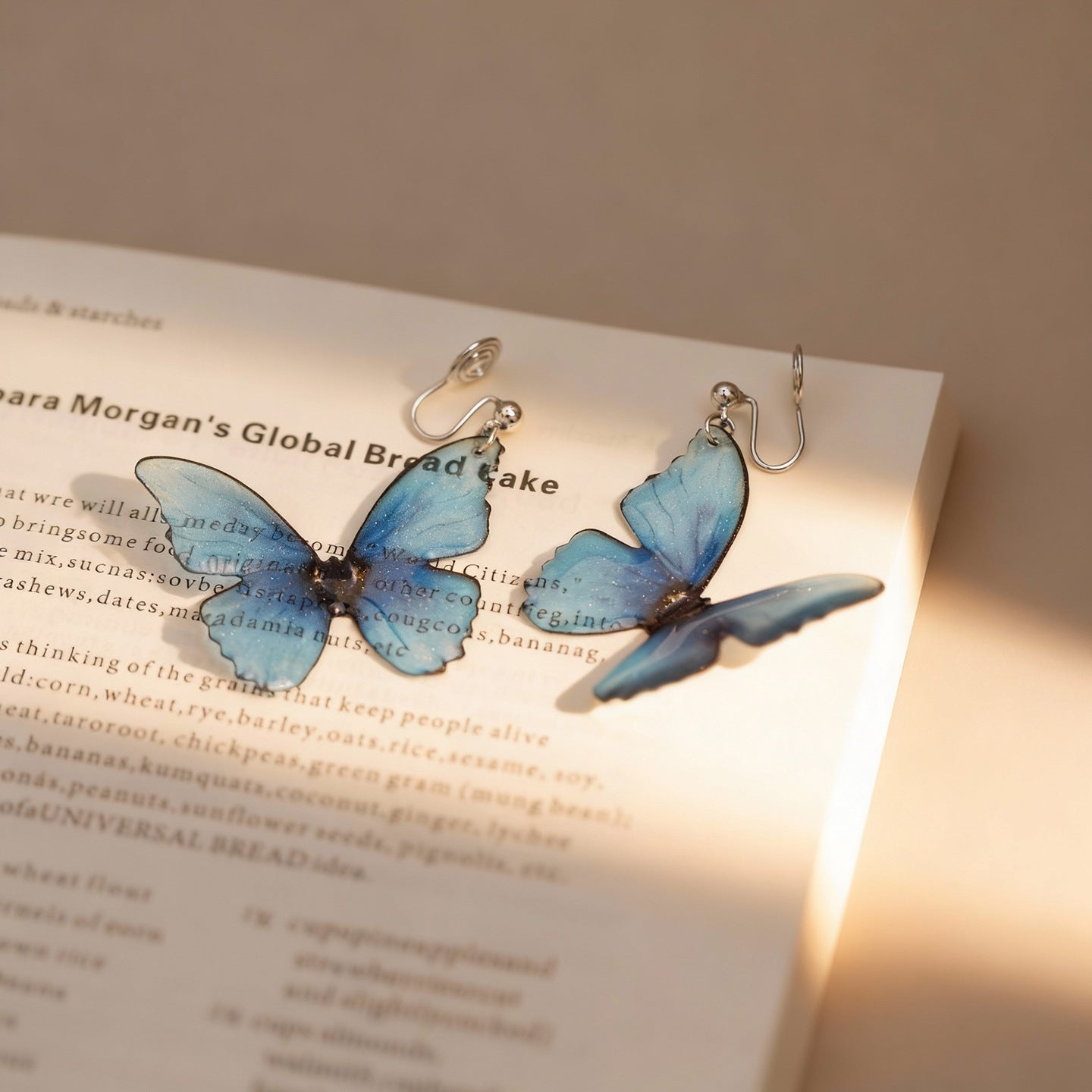 Summer Fantasy Blue Butterfly Gradient Streamer Wings Fairy Elf Ear Clip