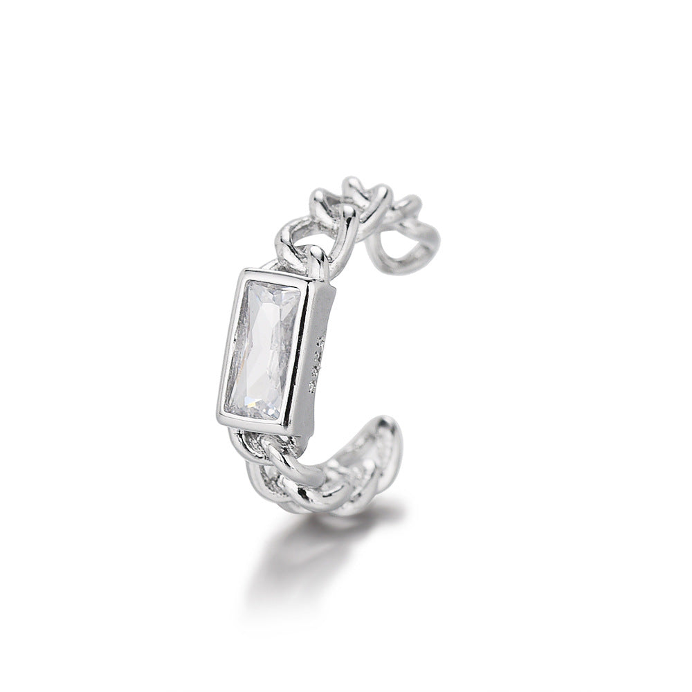 Women's Sense Personalized Version Small Square Diamond Chain Rings