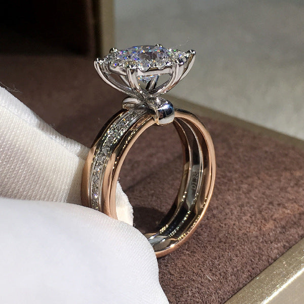 Shi Jewelry Kreative zweifarbige Zirkon-Verlobungsringe
