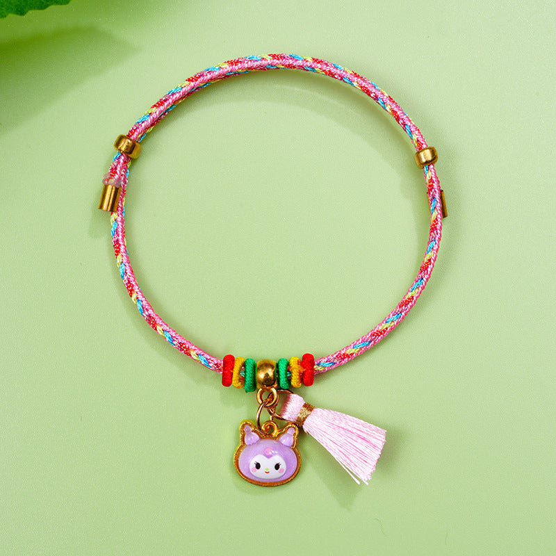Boat Festival Colorful Rope Hand-woven Couple Cartoon Tassel Pink Carrying Bracelets