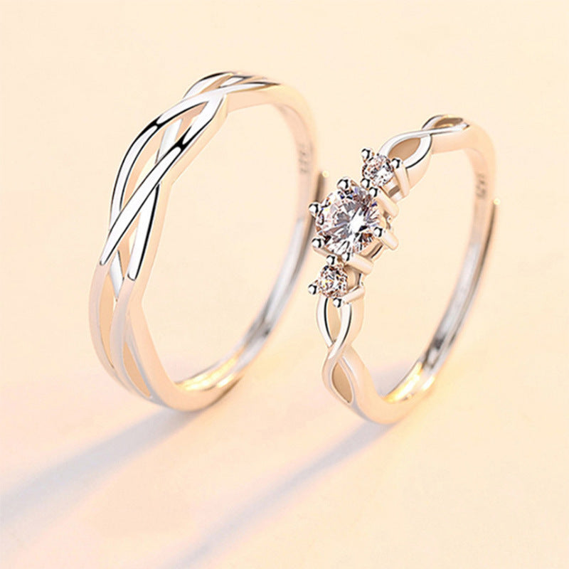 Women's & Men's Simple Simulation Zircon Diamond Open Couple Price Starting From 2 Rings