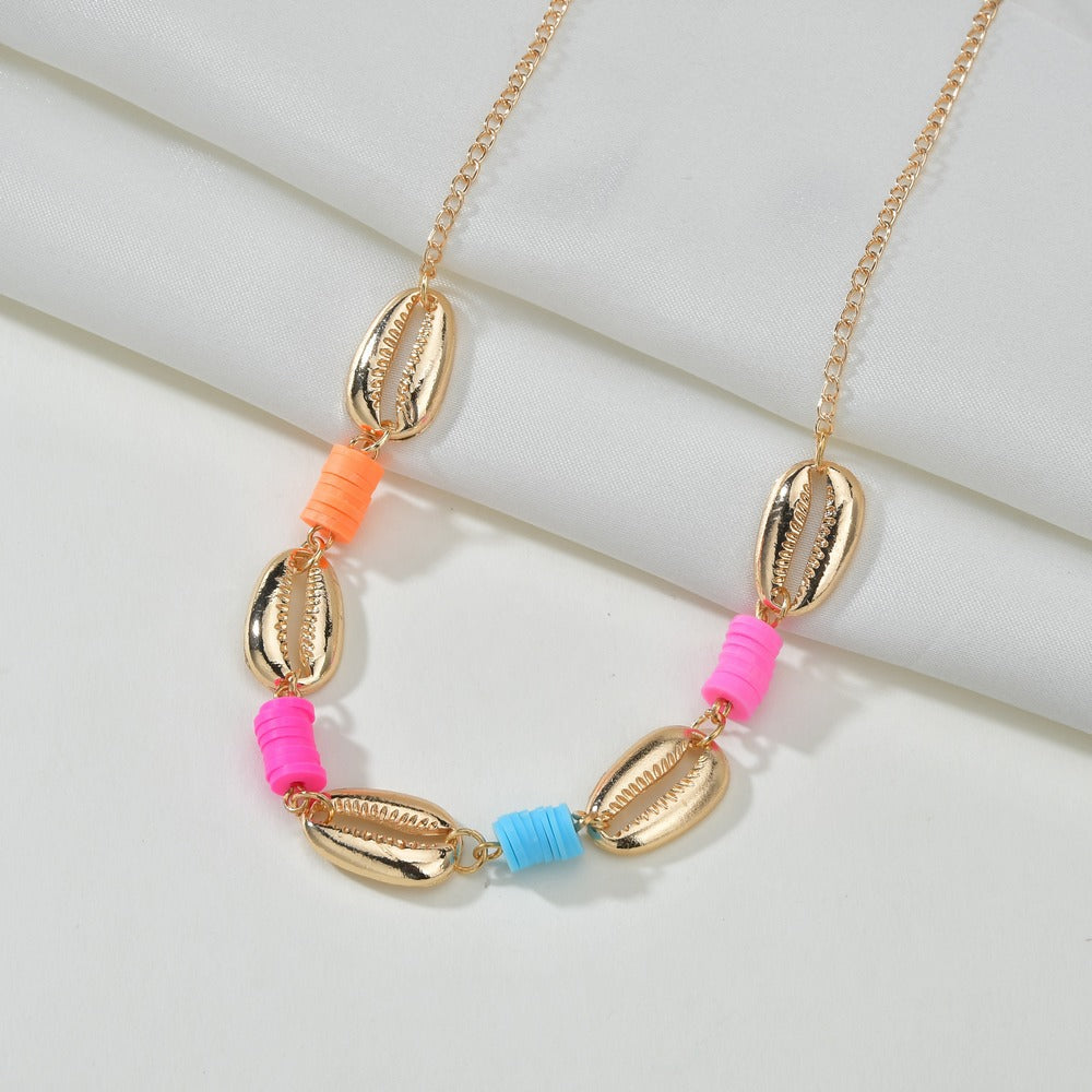 Women's Bohemian Alloy Shell Fashion Polymer Clay Clavicle Necklaces