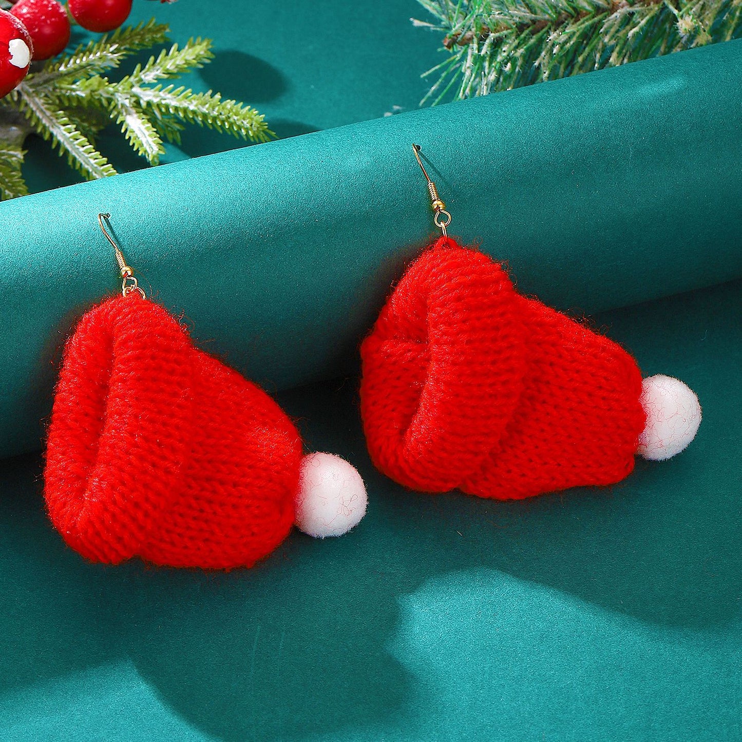 Christmas Style Knitted Wool Hat Scarf Earrings