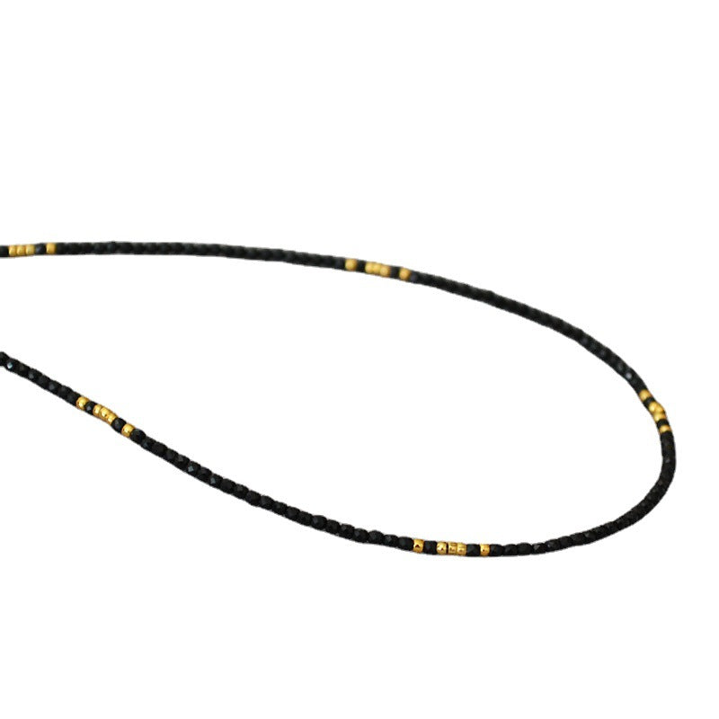 Shiny Carved Black Pointed Crystal Small Golden Necklaces