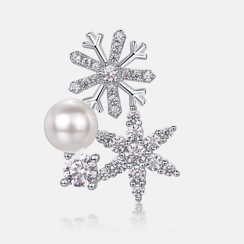 Fashion Popular Snowflake Pearl Korean Style Earrings