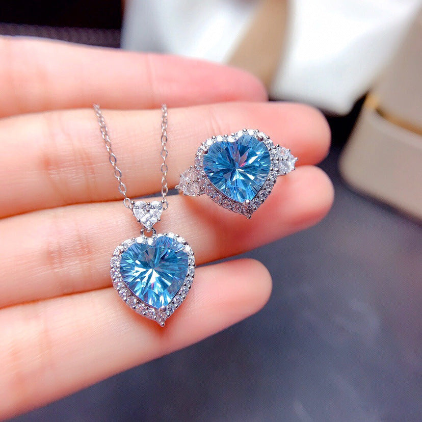 Offene Ringe mit ozeanblauen Topasfarbenen Edelsteinen