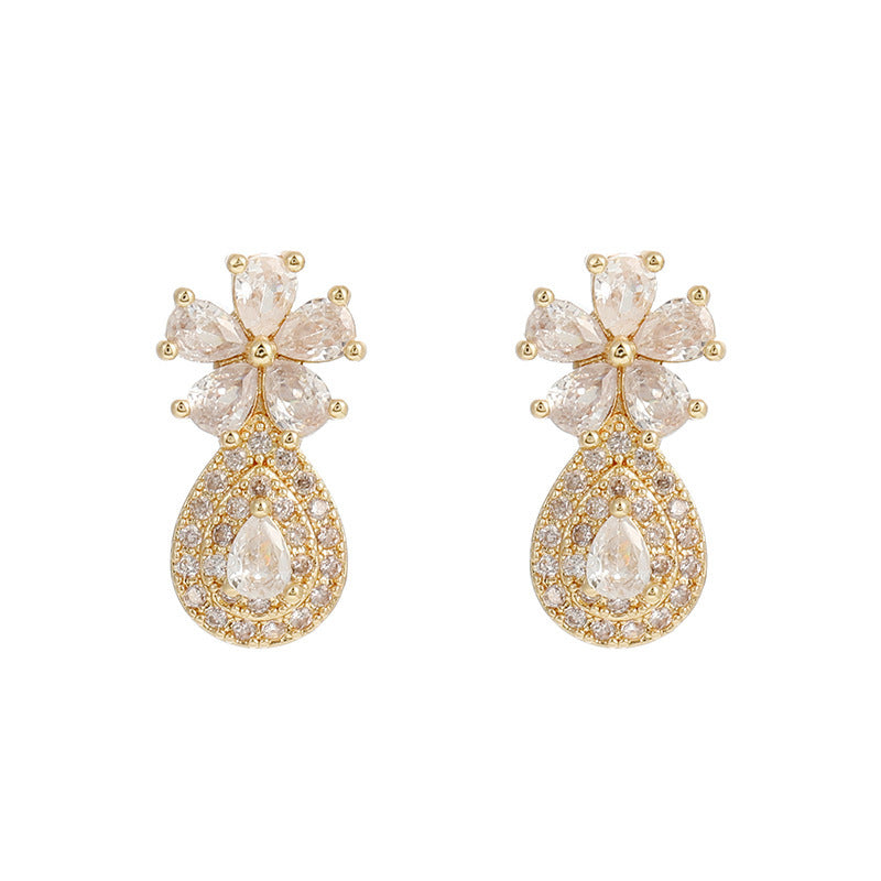 Women's Rhinestone Zircon For Design Floral High-grade Temperament Earrings