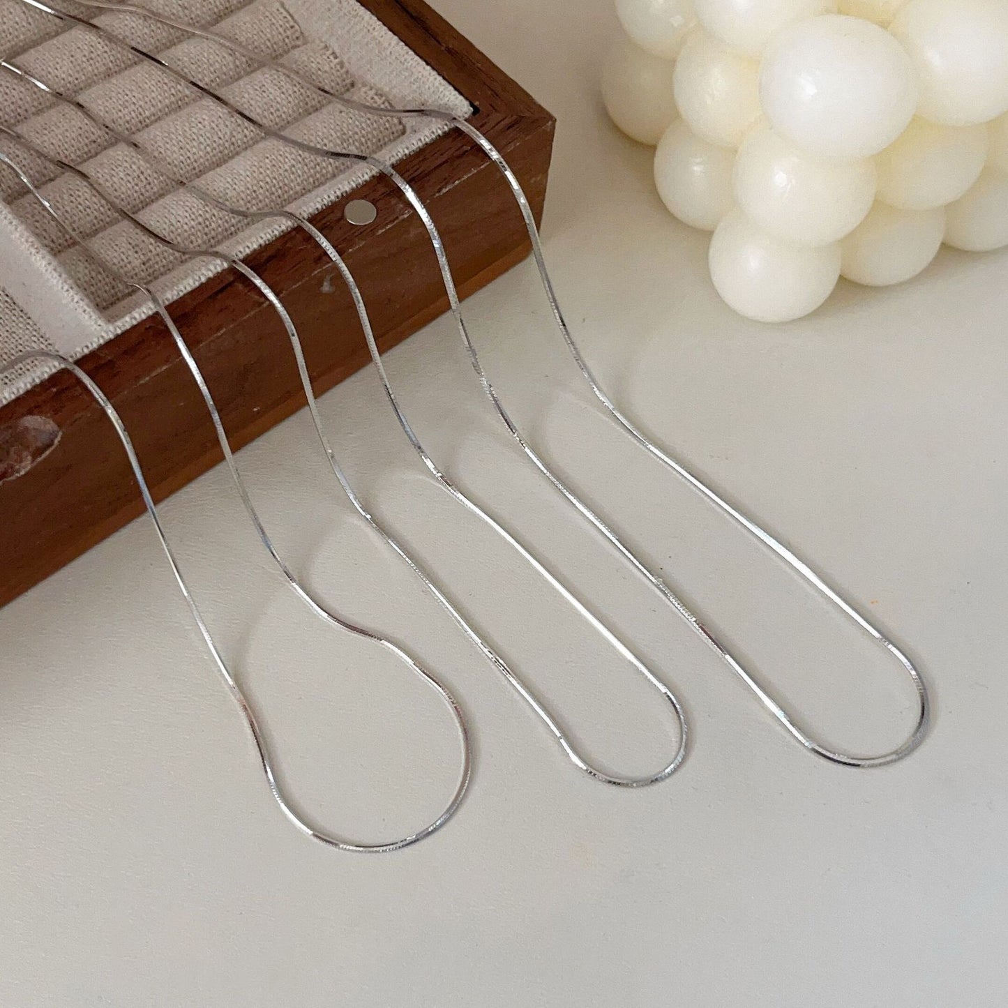 Sier Sterling Electroplated Hexagonal Snake Long And Necklaces