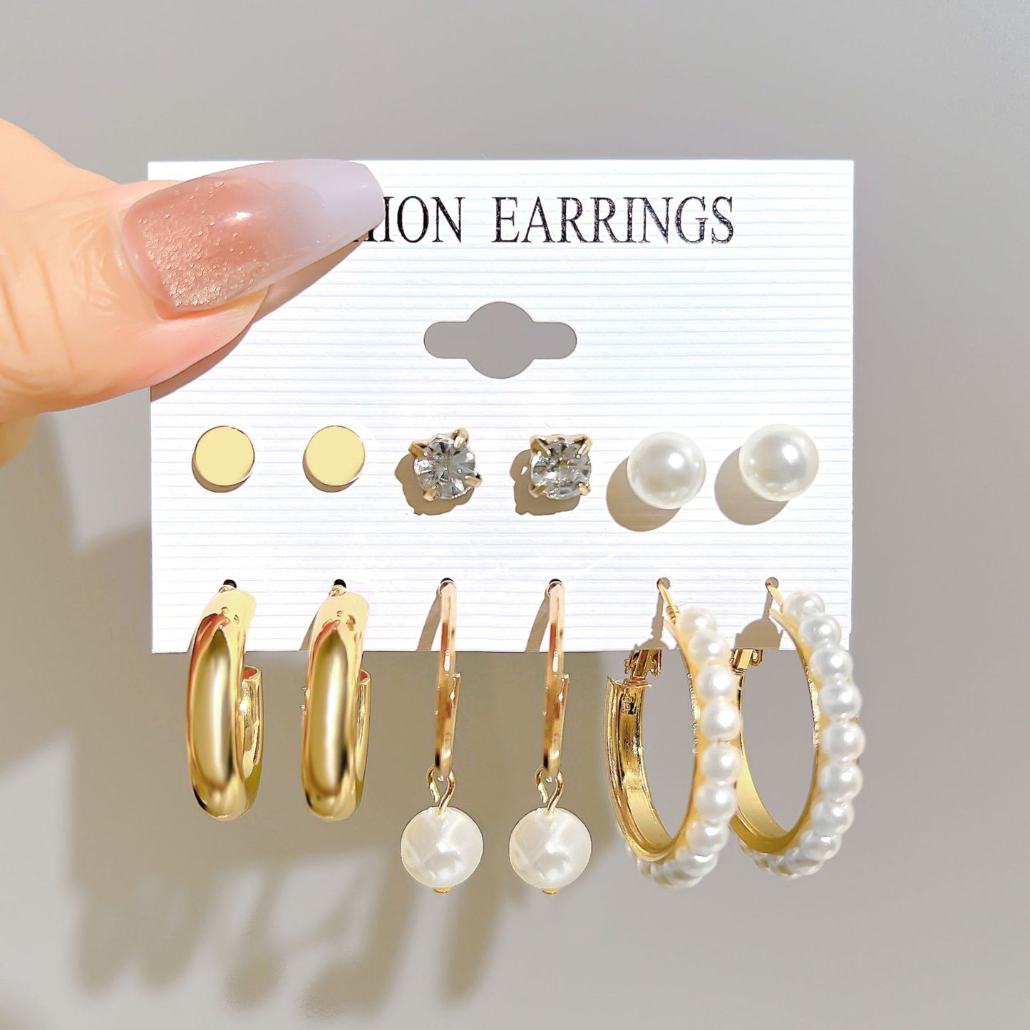 Boucles d'oreilles style Hepburn vintage Star Moon Pearl