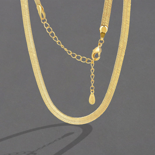 Women's Simple Flat Chain Snake Bones Blade Necklaces