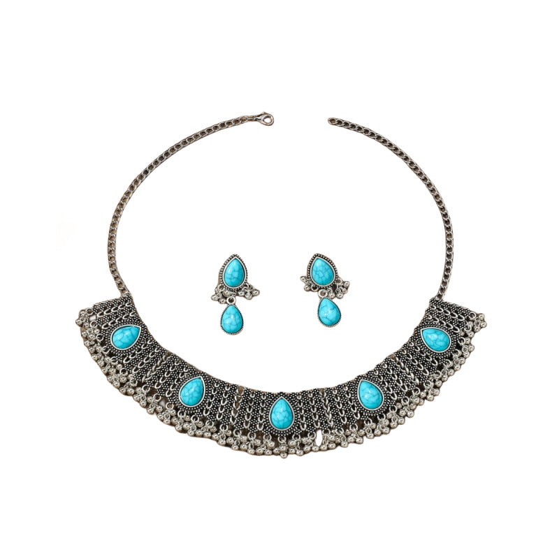 Ensemble et colliers de style ethnique bohème turquoise pour femmes