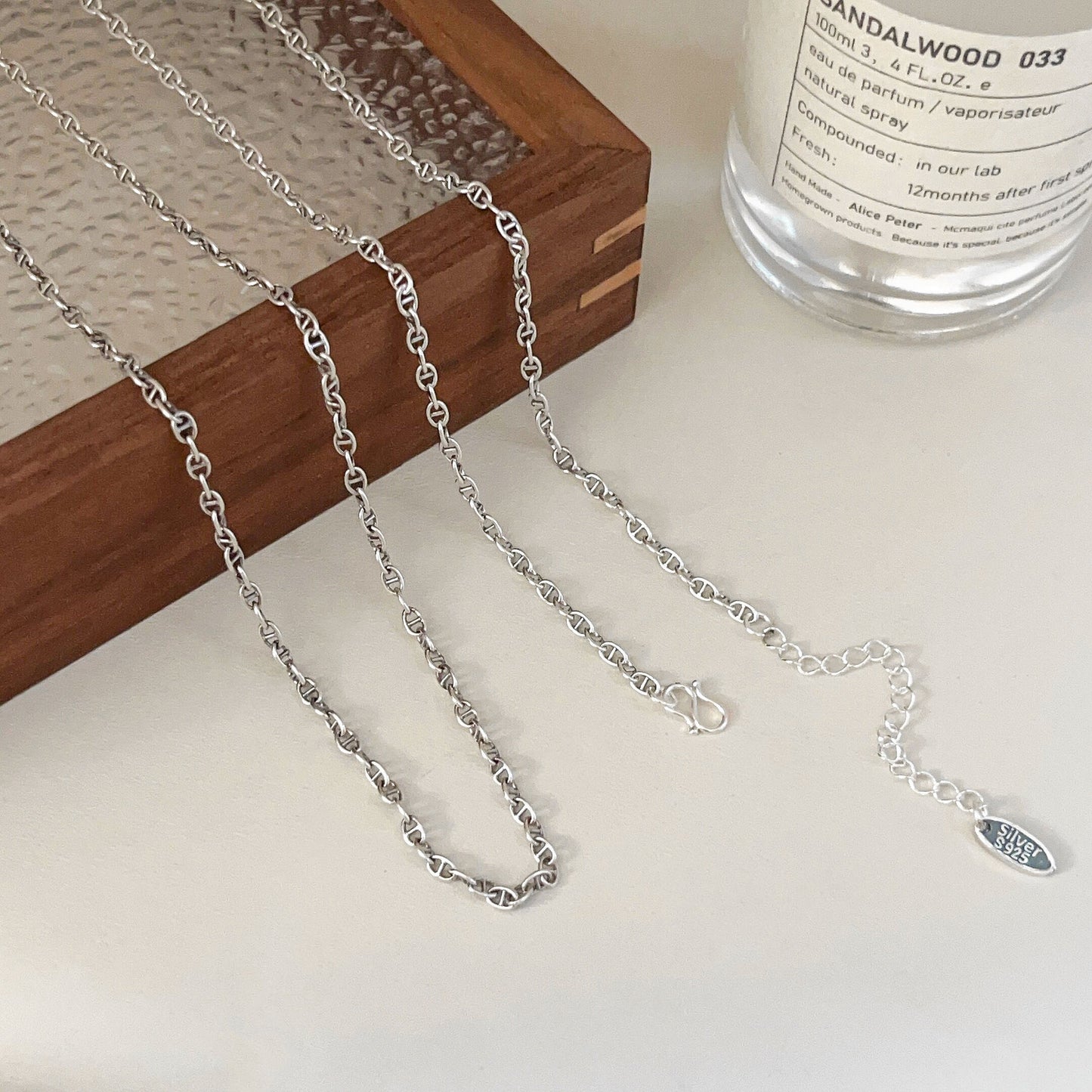 Women's Sier Sterling Twist Chain Pig Nose Thin Water Necklaces