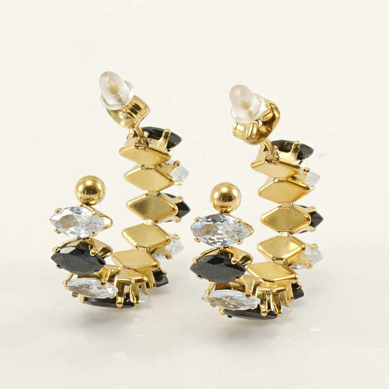 Women's Rhinestone Ear South America Fashionable Golden Titanium Light Rings